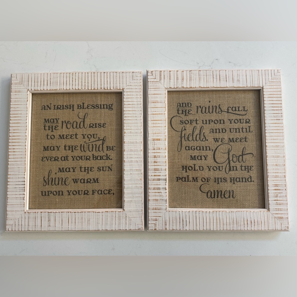 Farmhouse Framed Irish Blessing Burlap Prints (set)